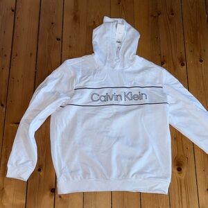 Calvin Klein White Hoodie with Black Logo Band